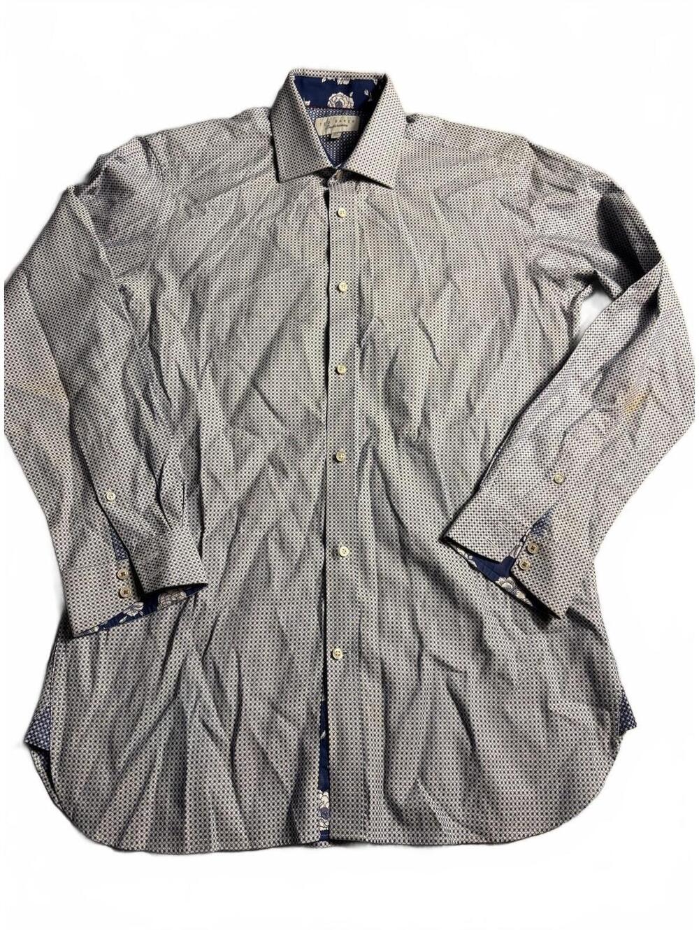 Ted Baker Endurance Men's Dress Shirt 15.5 32/33 Blue Geom.